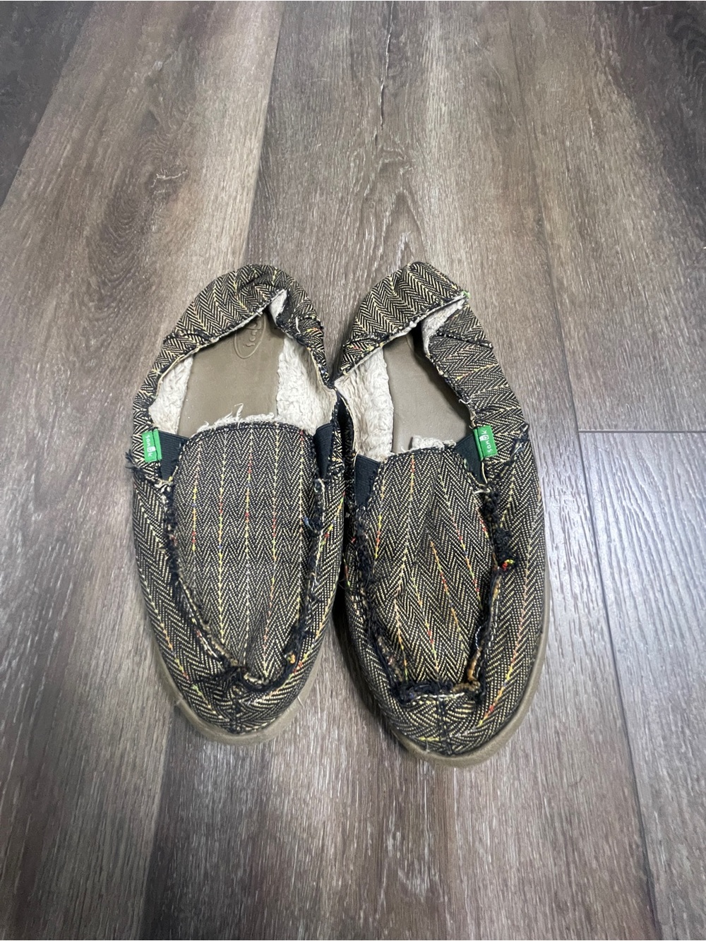 Sanuk Women's Brown Rasta Stripped Beach Surf Vagabond Slip on Flat Size 11